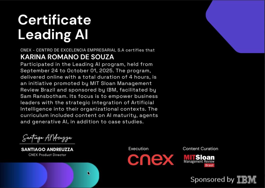 Certificado do programa Leading AI